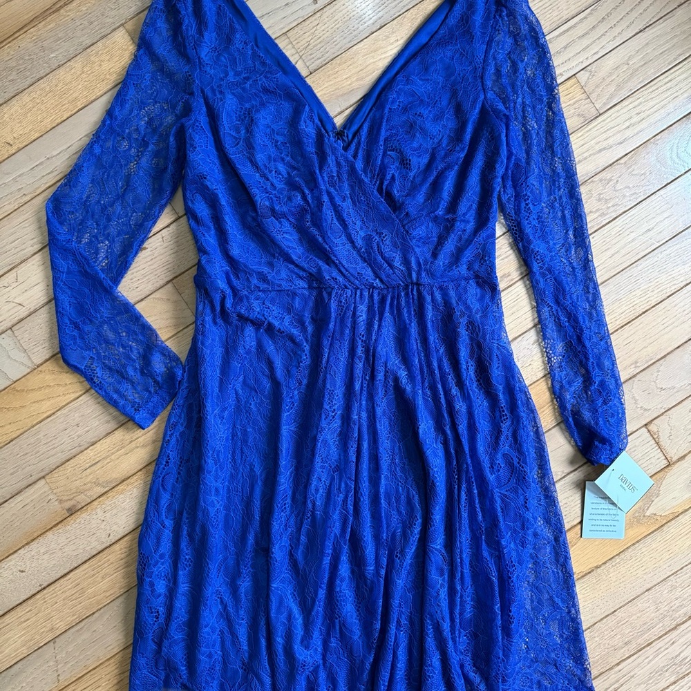 NWT - David's Bridal Royal Blue Long Sleeve Lace Dress